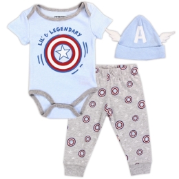 Newborn Boy MARVEL Captain America Jogger Set w/ Winged Beanie