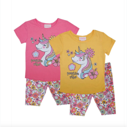 Infant Girl Unicorn Positive Vibe Tee & Floral Short Set