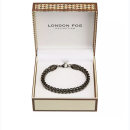 Men's London Fog Stainless Steel Cuban Link Bracelet - Black