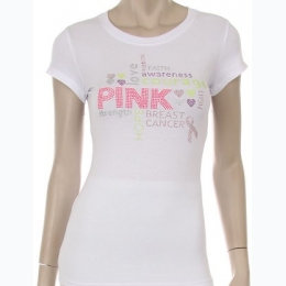 Women's Breast Cancer Awareness Worded Short Sleeve Tee - BLACK - Size Small