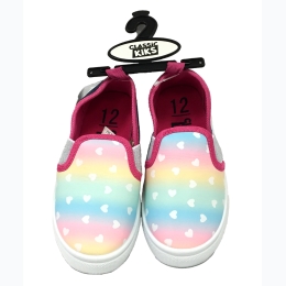 Kid's Sneakers Pastel Rainbow with White Hearts
