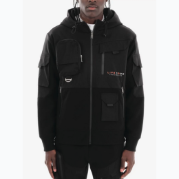 Men's Life Code Tech Fleece Zip Hoodie Jacket in Black