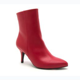 Women's Pointed Toe Kitten Heel Boot - in Red