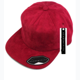 Men's Suede Strapback Cap in Red