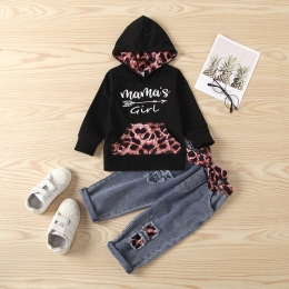 Infant Girl Leopard Print Mama's Girl Hoodie And Jeans Set