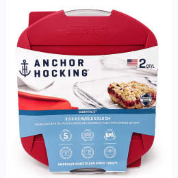 Anchor Hocking 8"X8″ Bake Dish With Red Lid