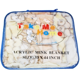 Baby Acrylic Mink Blanket in Carry Bag - 33" x 44" - 3 Styles