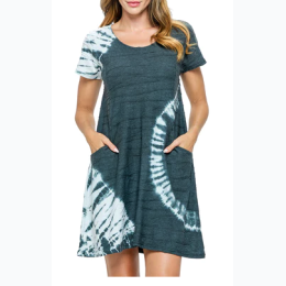 Women's Tie Dye Texture Fabric Dress in Charcoal