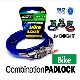 4-Digit Combination Bike Lock - Colors Vary