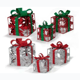 3 Piece Assorted Glittered Metal Gift Box Sets