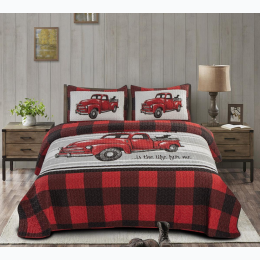 Virah Bella® Collection - Farm Life Red and Black Plaid - King Size