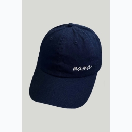 Women's Side Embroidered Script "Mama" Baseball Cap in Navy