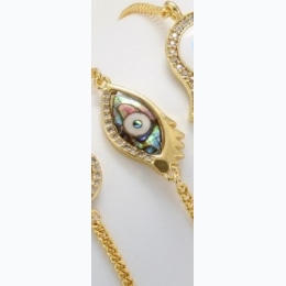 Abalone Evil Eye Bracelet in Gold Finish