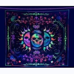 Colorful Rainbow Triple Skull Printed Tapestry - 59" L