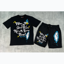 Men's Good Time T-Shirt & Cargo Short Set in Black
