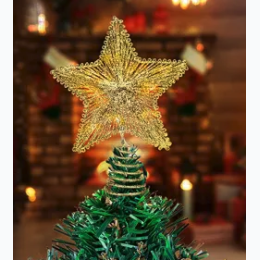 20 LED Lights Christmas Tree Topper - in Gold