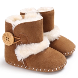 Baby Anti-Skid Sole Fur Lined Suede Moccasin Style Boot - 2 Color Options