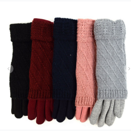 Womens Double Layer Knitted Touch Screen  Gloves
