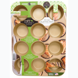 Nordic Ware 12-Cup Muffin Pan in Gold
