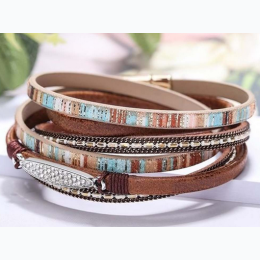 Brown Vintage Look Handwoven Wrap Bracelet