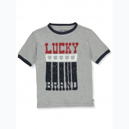 Boy's Lucky Brand Red/White & Blue Logo -Shirt in Grey
