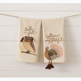 Tea Towel 2Pack - Owl And Turkey