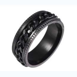 Men's Channel Set Chain Link Band Ring - 2 Color Options