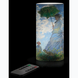 6 in. LED Wax Candle With Remote Control - Monet Woman with Parasol