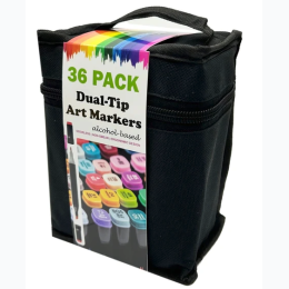 36 Piece Dual Tip Art Markers Set in Assorted Colors with Case