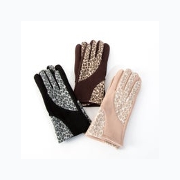 Women's Suede Animal Print Texting Gloves