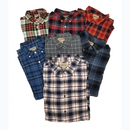 Men's St. John's Bay Plaid Flannel Button Down Shirt - RED & NAVY - SIZE 4XL