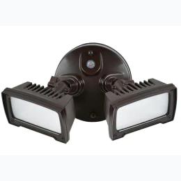 36-Watt Bronze Dusk-to-Dawn 2-Light Outdoor Security LED Flood Light