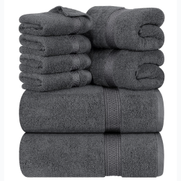 600 GSM Premium Towel Set - 8 Piece Set - Grey