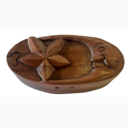 Moon Star Carved Wooden Puzzle Box
