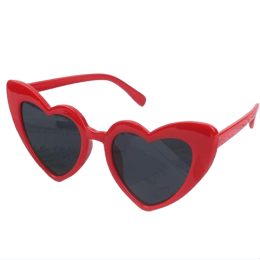 Ladies Mod Style Vintage Cat Eye Heart Shape Sunglasses in Red