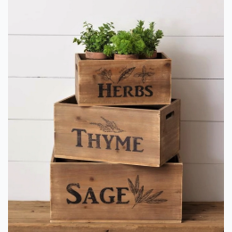 Crates - Set of 3 - Sage, Thyme, Herbs
