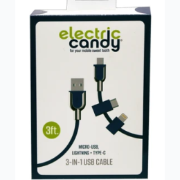 Electric Candy 3-in-1 iPhone Micro USB & Type C Cable - Colors Vary