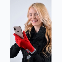 Women's Fleece Lined Fur & Pom Accent Touchscreen Gloves - 4 Colors Available