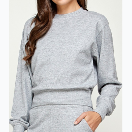 Women's Waffle Fabric Sweatshirt In Grey - SIZE M