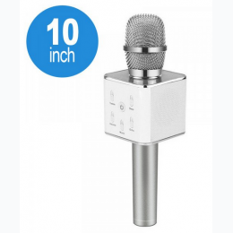 Karaoke Microphone Portable Handheld Bluetooth Speaker KTV in Silver