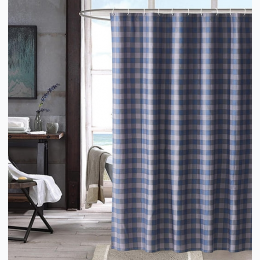 Virah Bella® Collection 13Pc. "Mountain Check Blue/Gray" Shower Curtain Set