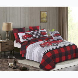 Virah Bella® Collection - Farm Life Red and Black Plaid - Queen Size