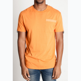 Men's Short Sleeve Tape Trim and D Ring Detail T-Shirt In Orange - SMALL