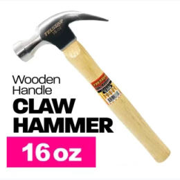 16oz Heavy Duty Claw Hammer With Wooden Handle