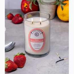11 Oz Colonial Candle Soy Blend Cylinder Jar Candle - Fresh Strawberry Rhubarb