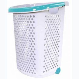 2-Bushel Rolling Plastic Laundry Hamper
