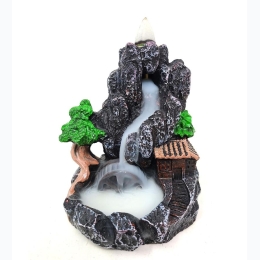 Mountain Nature Waterfall  Backflow Cone Incense Burner w/ Cones - 4.25"H