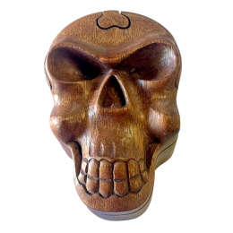 Carved  Skull Wooden Puzzle Box - 5.5" x 3.5"