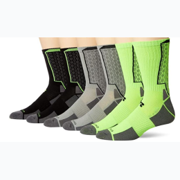 Men's 3pk Russell Snakebite Crew Socks - Green, Black, & Grey