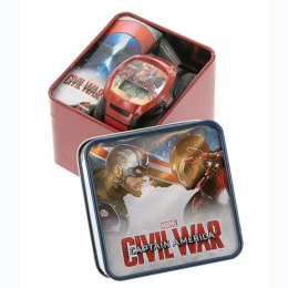 Kid's LCD Date & Time Watch in Tin Case - Marvel Captain America Civil War